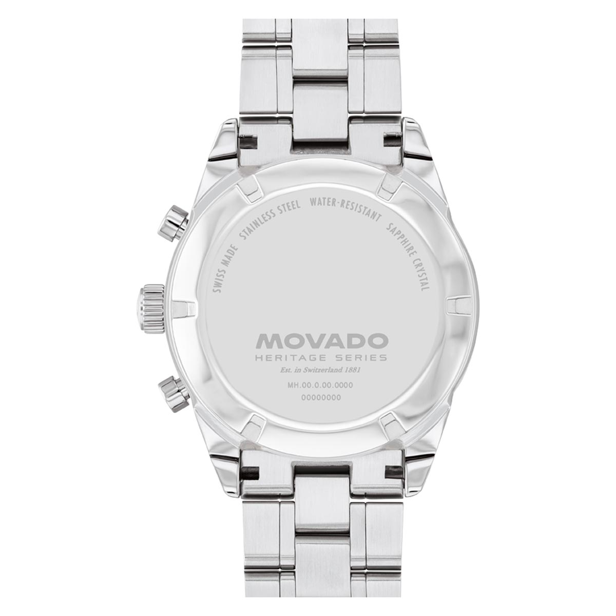 Movado Heritage Calendoplan S Mens Watch with White Dial and Green Bezel and Stainless Steel Bracelet (Swiss quartz movement)