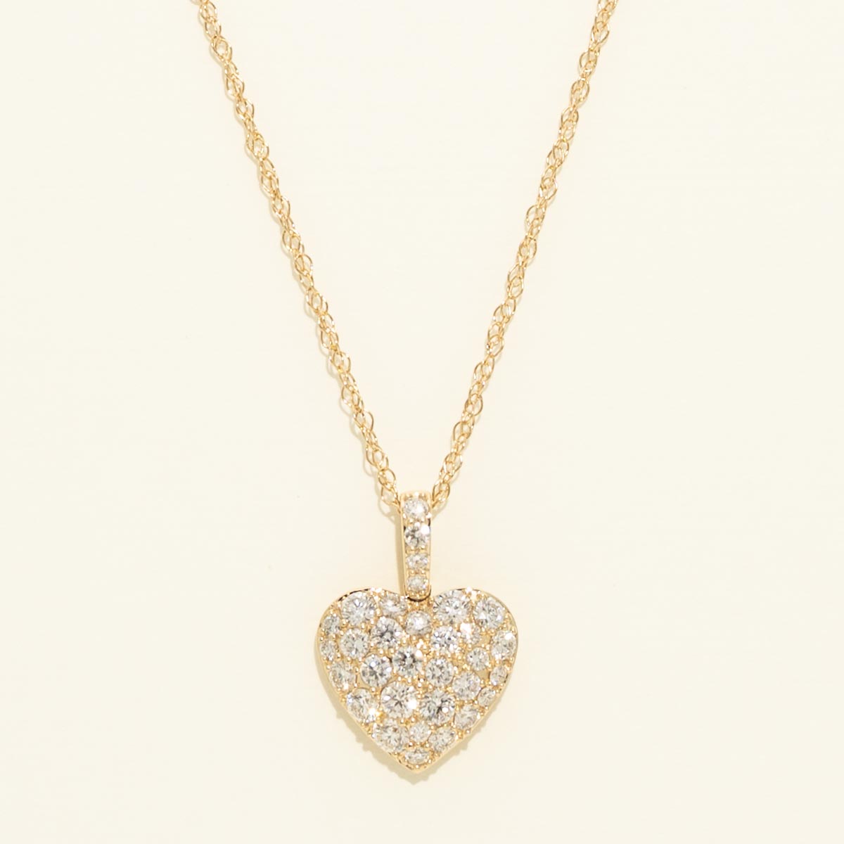 Diamond Pave Heart Necklace in 14kt Yellow Gold (3/4ct tw), image size:1200x1200