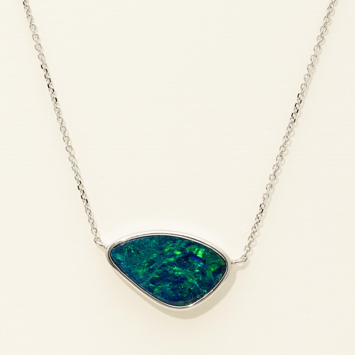 Parlé Australian Opal Doublet Necklace in 14kt White Gold