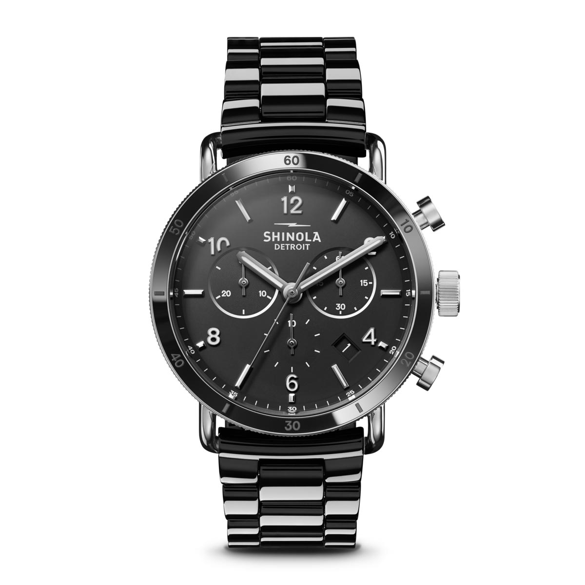 Shinola Canfield Sport Chronograph Watch with Black Dial and Black