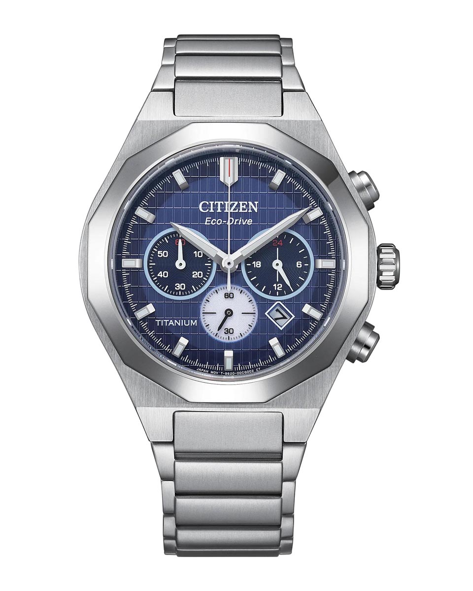 Citizen Zenshin Chronograph Watch with Blue Dial and Titanium