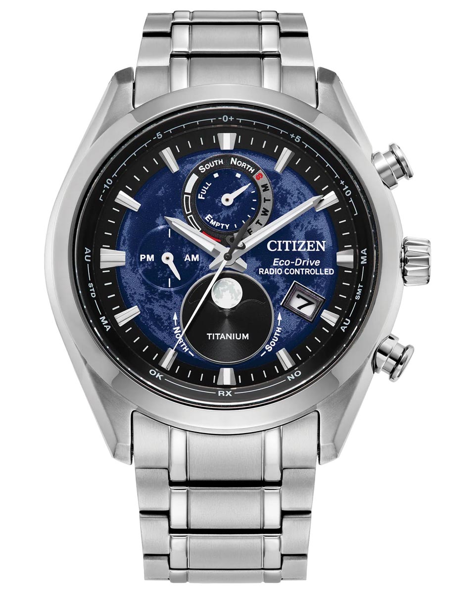 Citizen Tsuki-yomi A-T Watch with Blue Dial and Titanium Bracelet