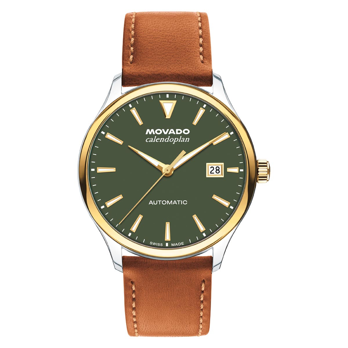 Movado Gold Watch with Brown Leather Strap Cartier For Movado Yellow Gold Dress Watch – Analog:Shift main image 2