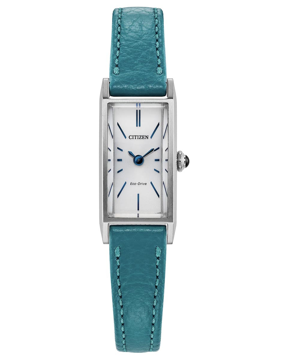 Citizen Fio Watch with White Dial and Teal Leather Strap (14x31mm