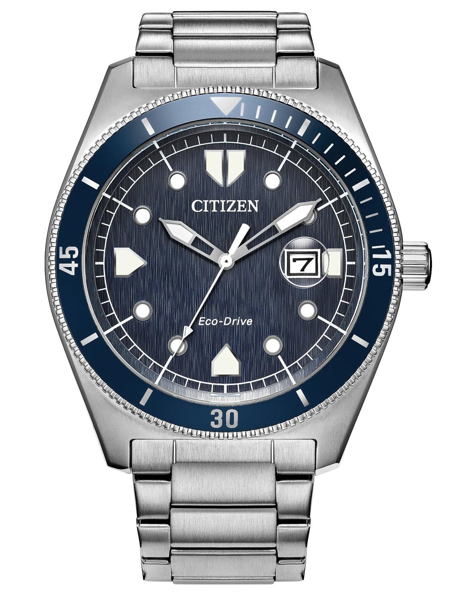 Citizen Terra Force Watch with Blue Dial and Stainless Steel