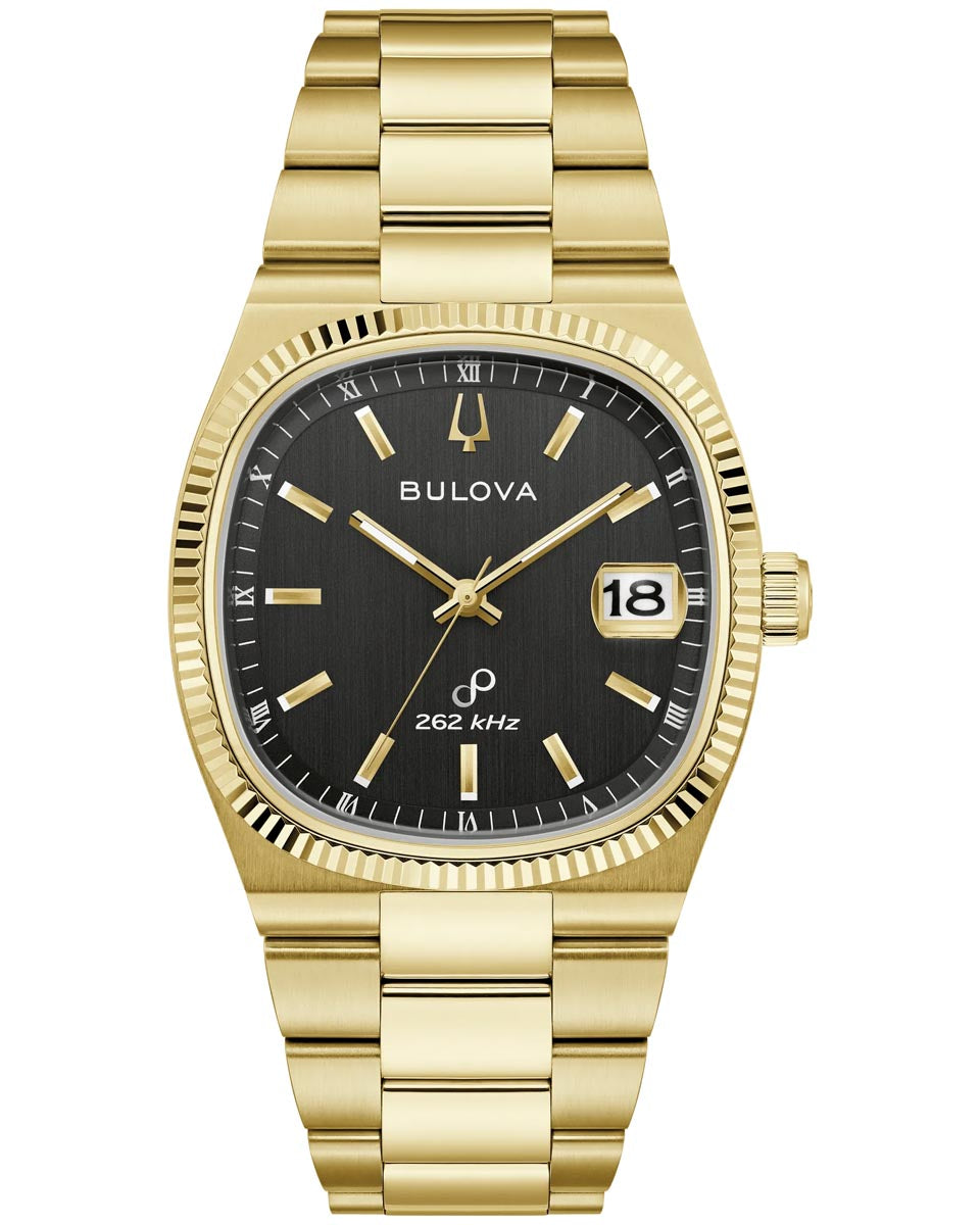 サ*ゴ様 BULOVA アンティークゴールド デジタル腕時計 Bulova Super Seville Watch with Black Dial and Gold Toned