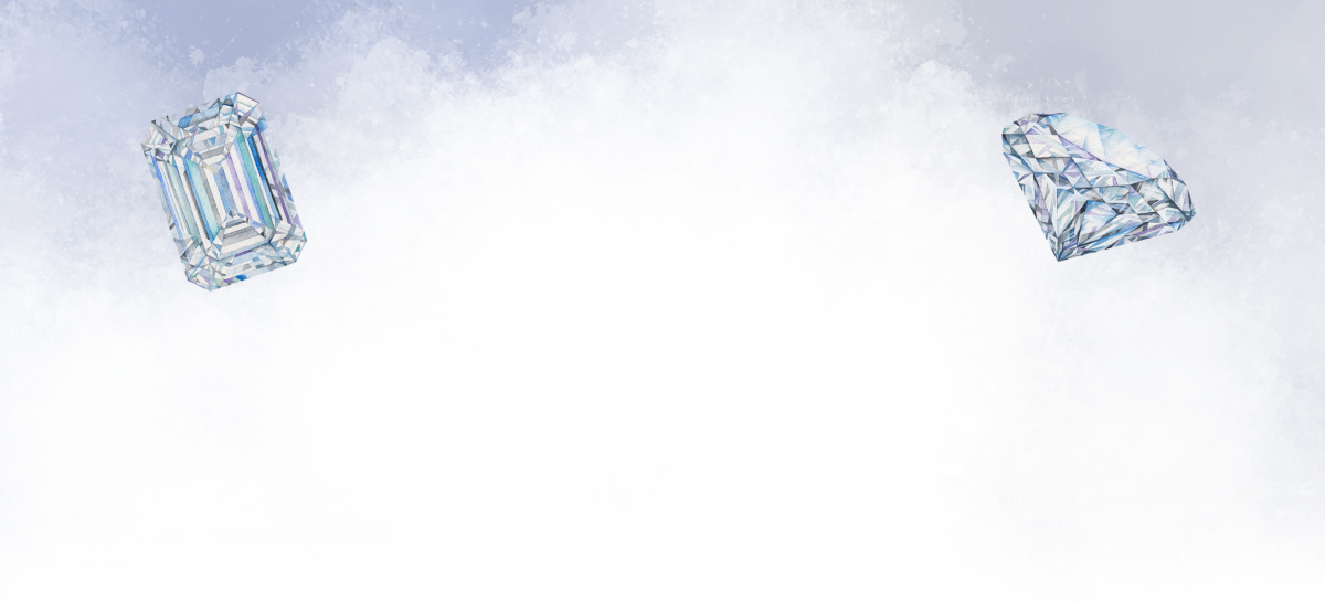 Two diamonds on a light blue gradient background
