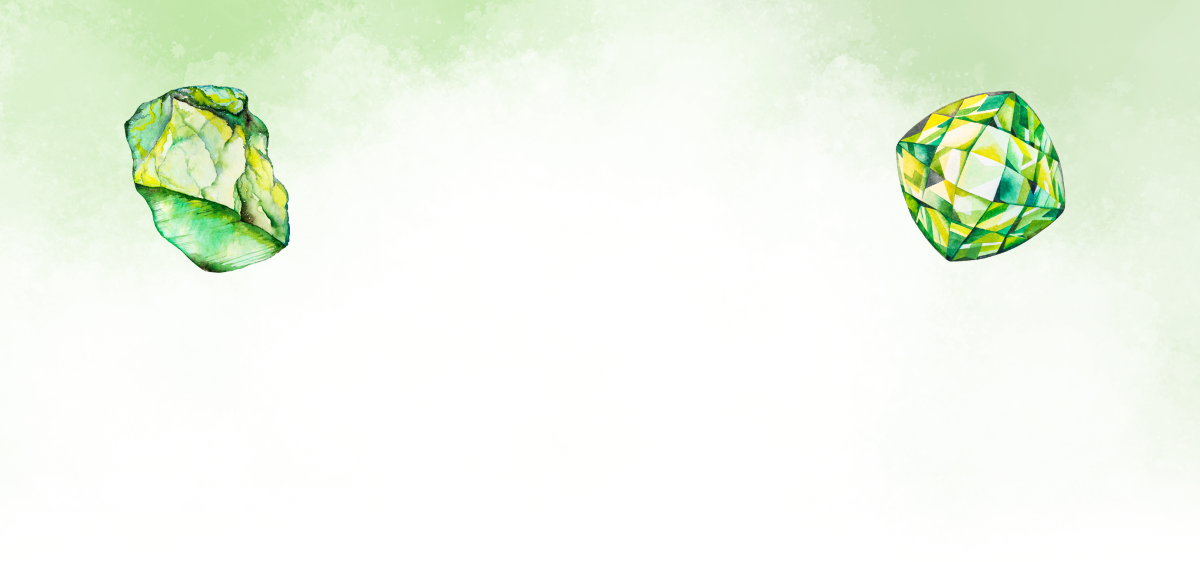 Two green geometric shapes on a light green background