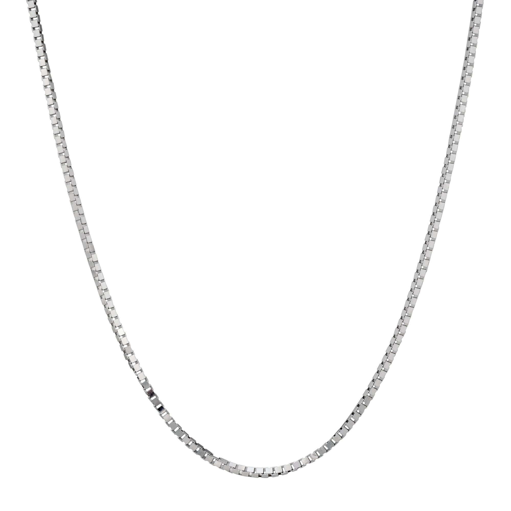 Box Chain in 14kt White Gold (18 inches and 0.6mm wide)