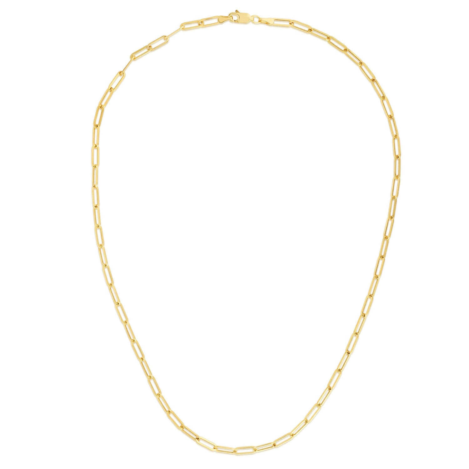Paperclip Link Chain in 14kt Yellow Gold (24 inches and 3.3mm wide)