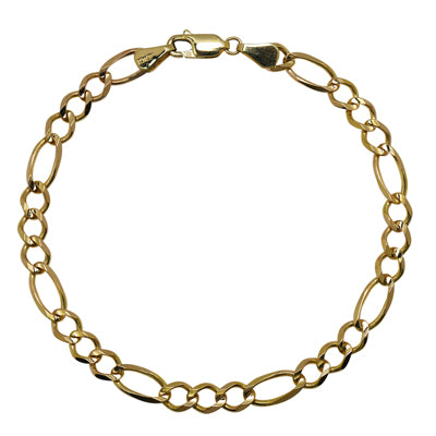 Figaro Chain Bracelet in 10kt Yellow Gold (8 inches)