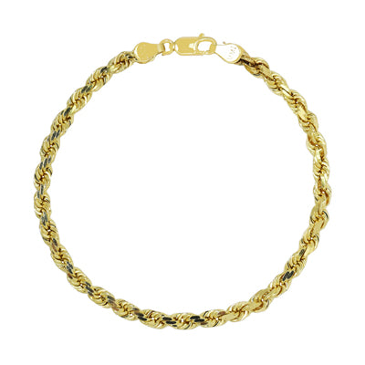 Diamond Cut Rope Bracelet in 10kt Yellow Gold (8 inches and 4.7mm wide)