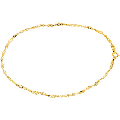 Singapore Ankle Bracelet in 14kt Yellow Gold (10 inches and 1.9mm wide)