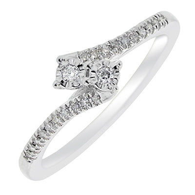 Diamond Two Stone Ring in Sterling Silver (1/10ct tw)