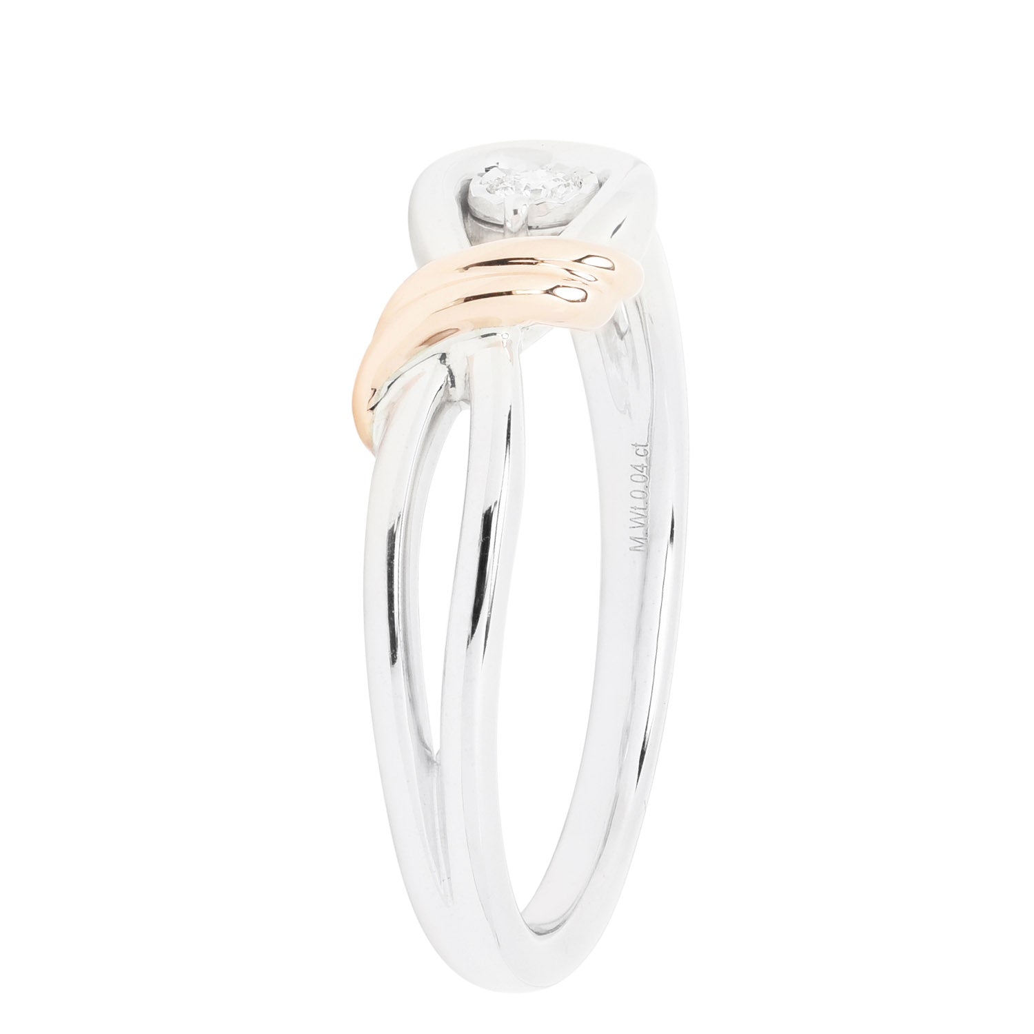 Northern Star Diamond Love Knot Collection Ring in Sterling Silver and 10kt Rose Gold (1/20ct)