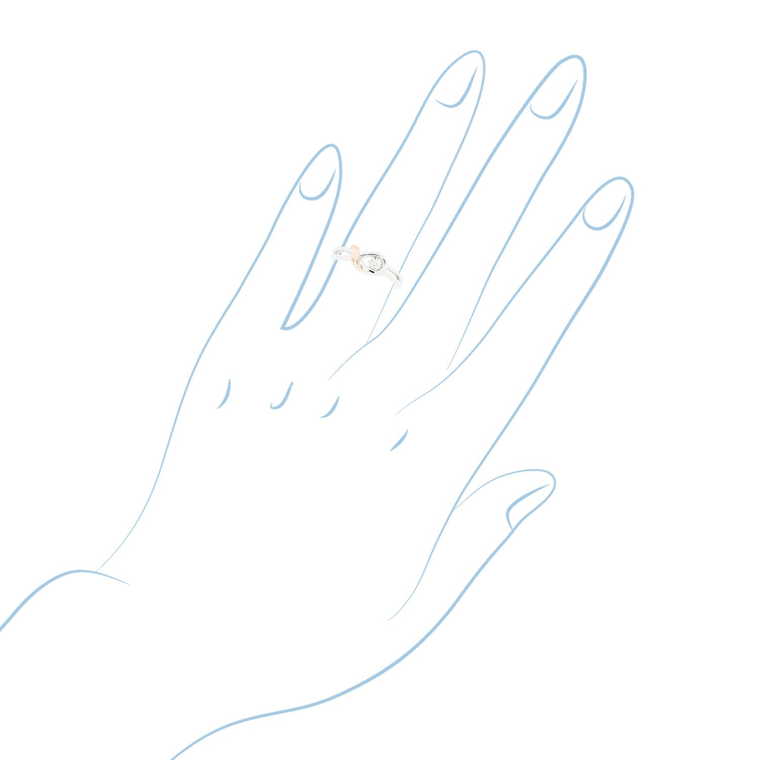 Northern Star Diamond Love Knot Collection Ring in Sterling Silver and 10kt Rose Gold (1/20ct)
