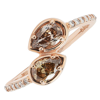 Pear Shaped Champagne Diamond Ring in 14kt Rose Gold (3/4ct tw)