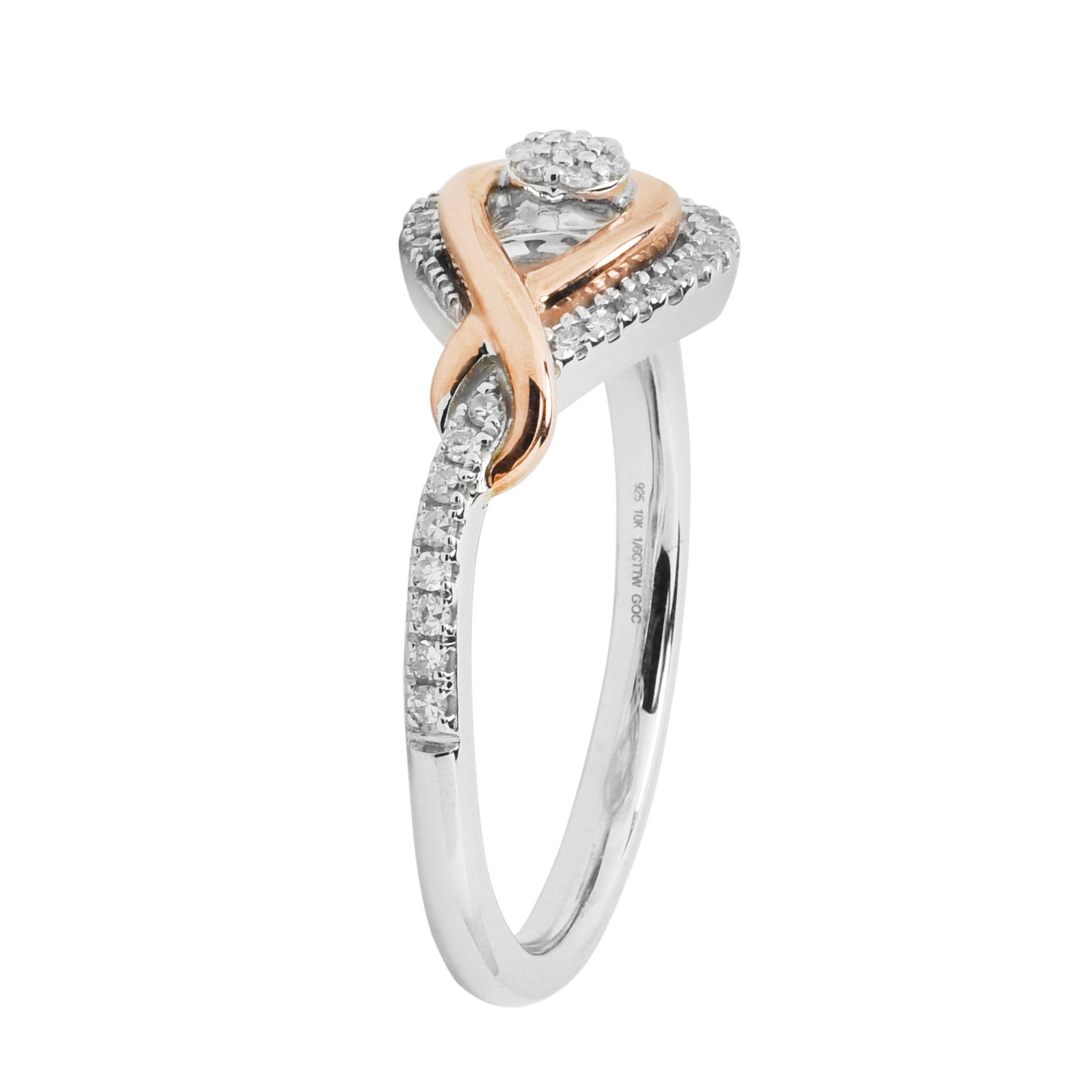 Diamond Fashion Ring in Sterling Silver and 10kt Rose Gold (1/7ct tw)