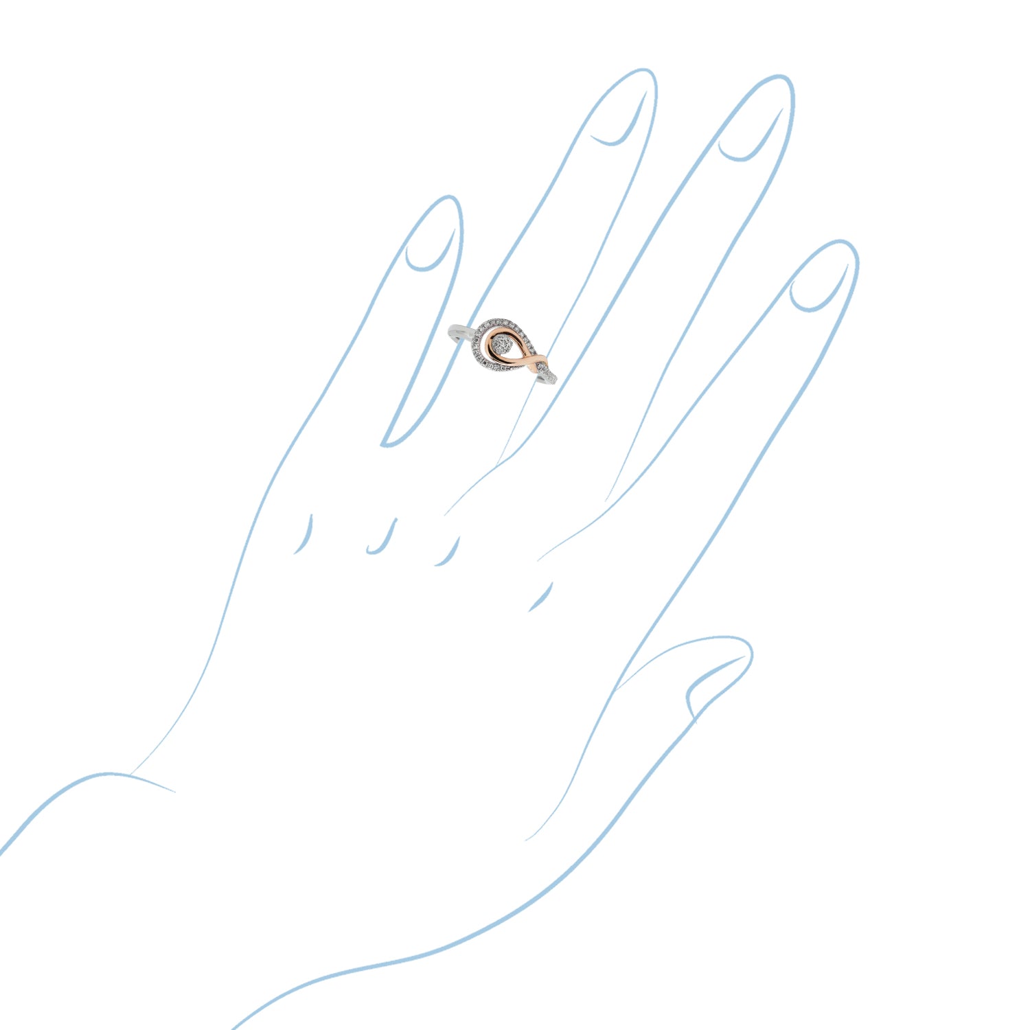 Diamond Fashion Ring in Sterling Silver and 10kt Rose Gold (1/7ct tw)