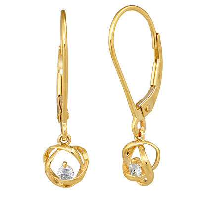 Northern Star Diamond Love Knot Collection Earrings in 14kt Yellow Gold (1/10ct tw)
