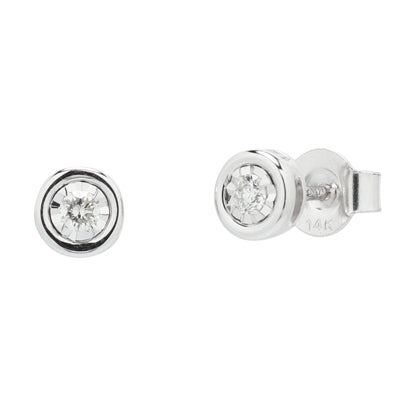 Diamond Bezel Stud Earrings in 14kt White Gold (1/10ct tw)