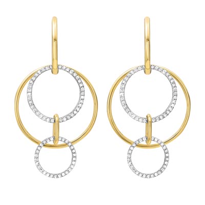Diamond Circle Earrings in 14kt Yellow and White Gold (1/2ct tw)