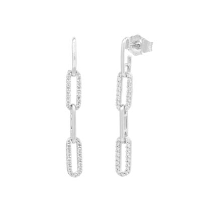 Diamond Paperclip Earrings in Sterling Silver (1/5ct tw)