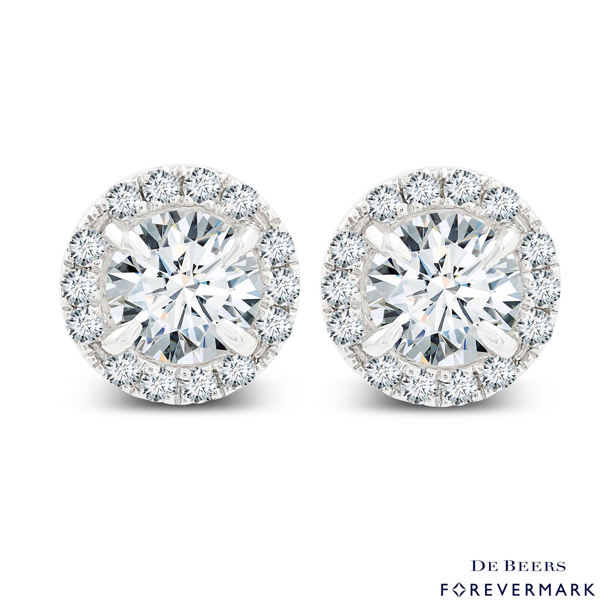 Forevermark Diamond Halo Earrings in 18kt White Gold (1ct tw)