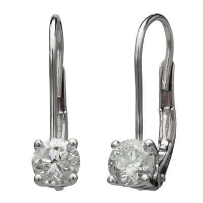 Diamond Leverback Earrings in 14kt White Gold (1ct tw)