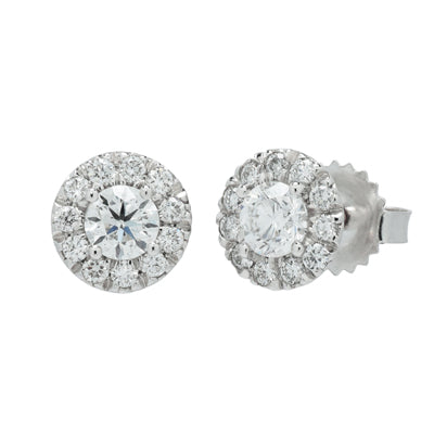 Diamond Halo Earrings in 14kt White Gold (1ct tw)