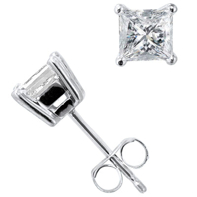 Northern Star Princess Cut Diamond Stud Earrings in 14kt White Gold (1ct tw)