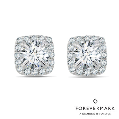DeBeers Forevermark Center of My Universe Diamond Halo Earrings in 18kt White Gold (5/8ct tw)