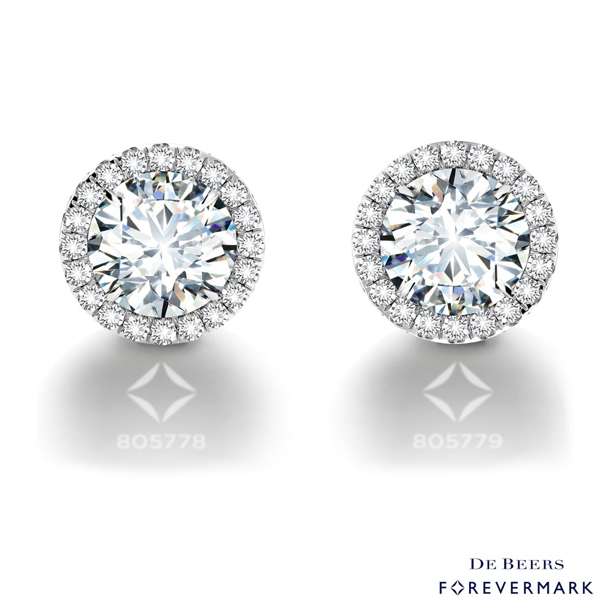 De Beers Forevermark Center of My Universe Diamond Halo Earrings in 18kt White Gold (1/2ct tw)