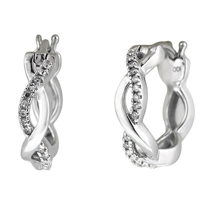 Diamond Hoop Earrings in 10kt White Gold (1/20ct tw)