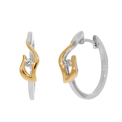Northern Star Diamond Embrace Collection Hoop Earrings in Sterling Silver and 10kt Yellow Gold (.09ct tw)