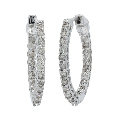 Inside Out Oval Diamond Hoops in 14kt White Gold (1ct tw)