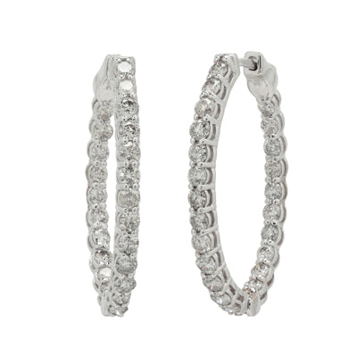 Inside Out Oval Diamond Hoops in 14kt White Gold (2ct tw)