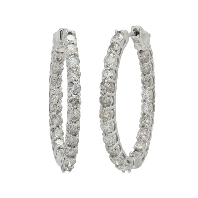 Inside Out Oval Diamond Hoops in 14kt White Gold (3ct tw)