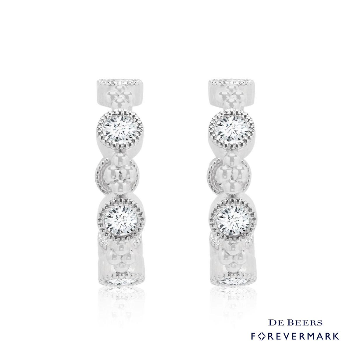 De Beers Forevermark Tribute Collection Diamond Bezel Hoop Earrings in 18kt White Gold (7/8ct tw)