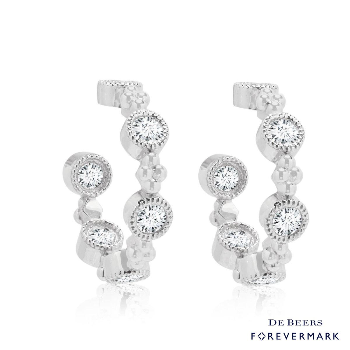 De Beers Forevermark Tribute Collection Diamond Bezel Hoop Earrings in 18kt White Gold (7/8ct tw)
