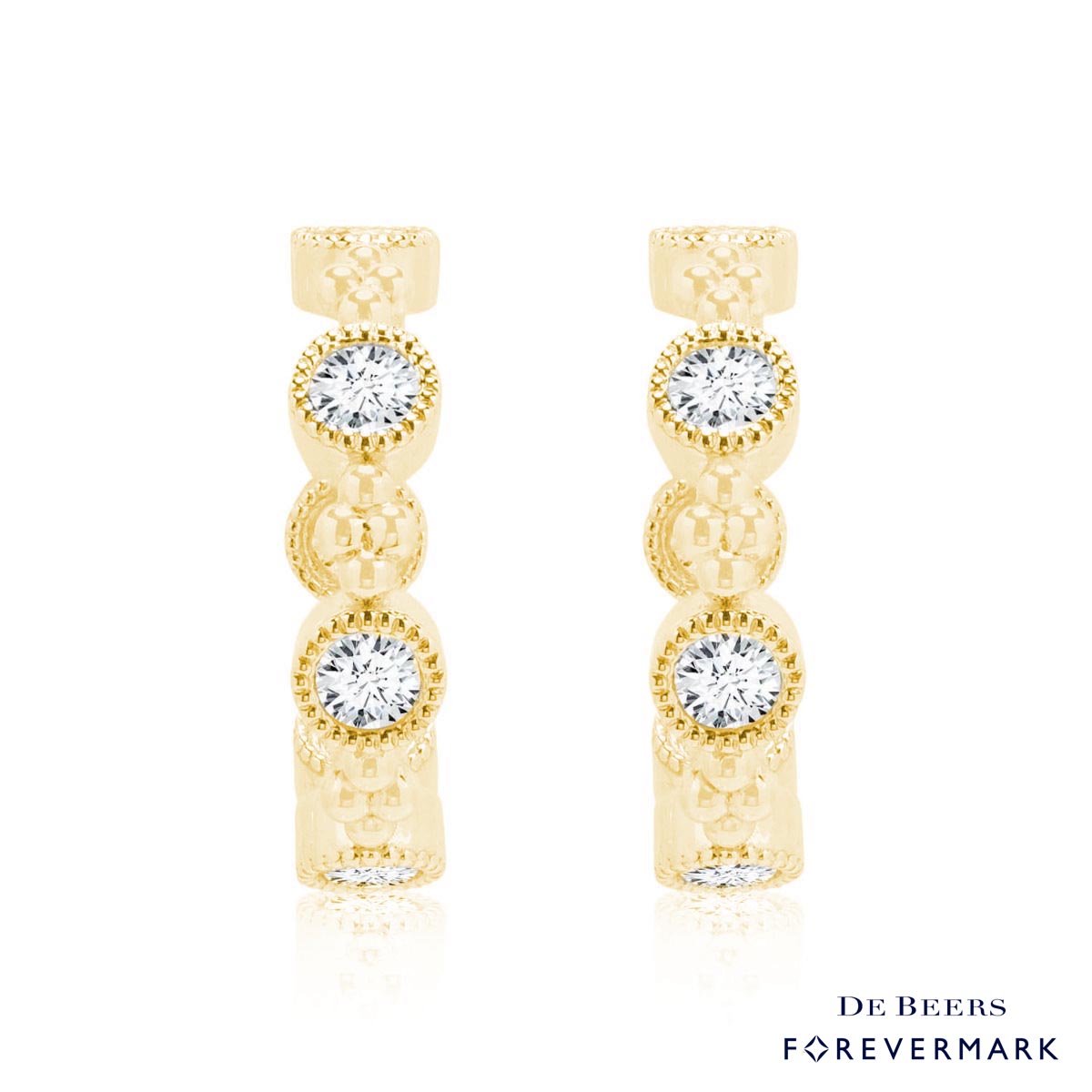 Forevermark Tribute Collection Diamond Bezel Hoop Earrings in 18kt Yellow Gold (7/8ct tw)