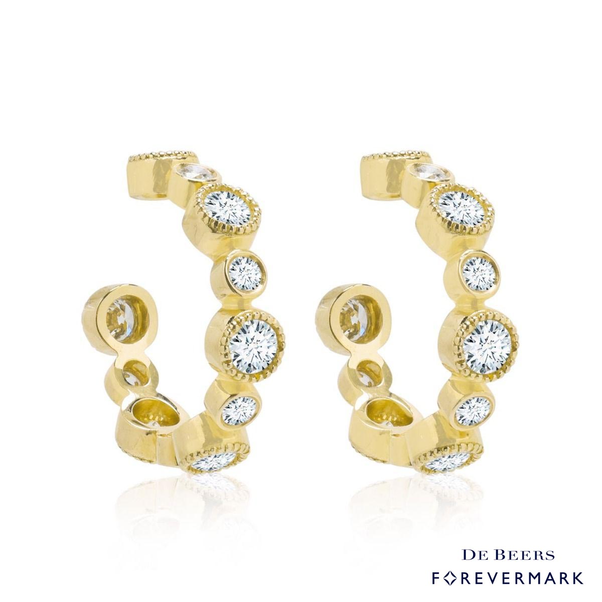 Forevermark Tribute Collection Diamond Bezel Hoop Earrings in 18kt Yellow Gold (7/8ct tw)
