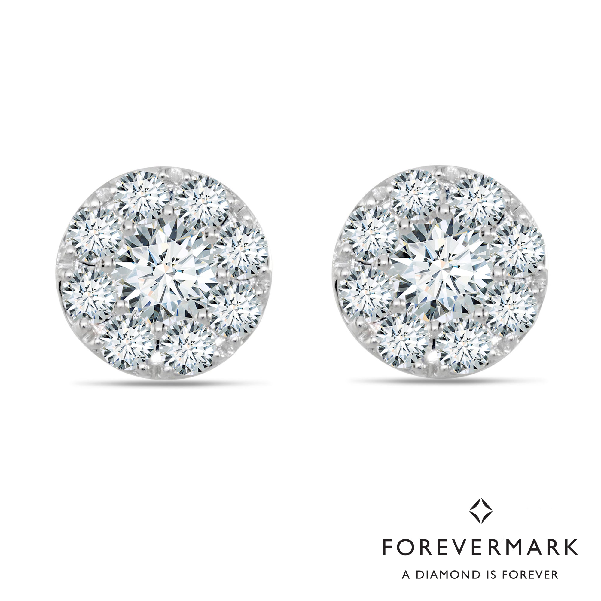 De Beers Forevermark Center of My Universe Diamond Halo Earrings in 18kt White Gold (1 1/3ct tw)