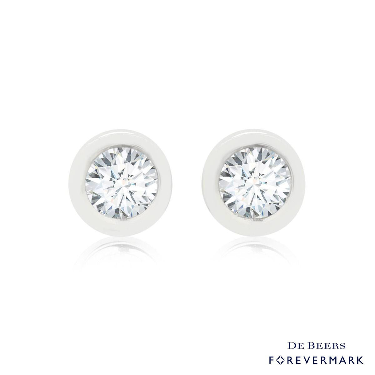 De Beers Forevermark Diamond Bezel Earrings in 18kt White Gold (1/4ct tw)