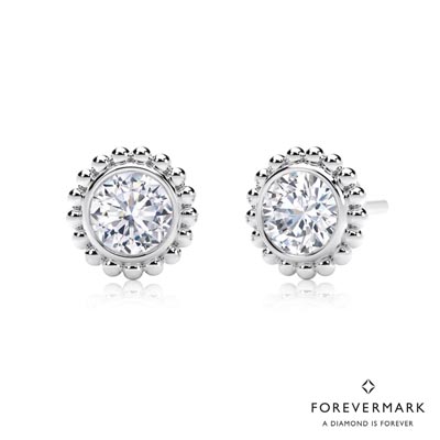 De Beers Forevermark Tribute Collection Beaded Diamond Stud Earrings in 18kt White Gold (1/4ct tw)