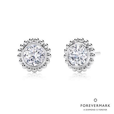 Forevermark Tribute Collection Beaded Diamond Stud Earrings in 18kt White Gold (1/4ct tw)
