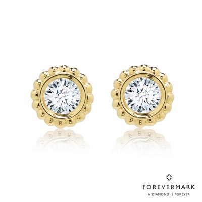De Beers Forevermark Tribute Collection Beaded Diamond Stud Earrings in 18kt Yellow Gold (1/4ct tw)