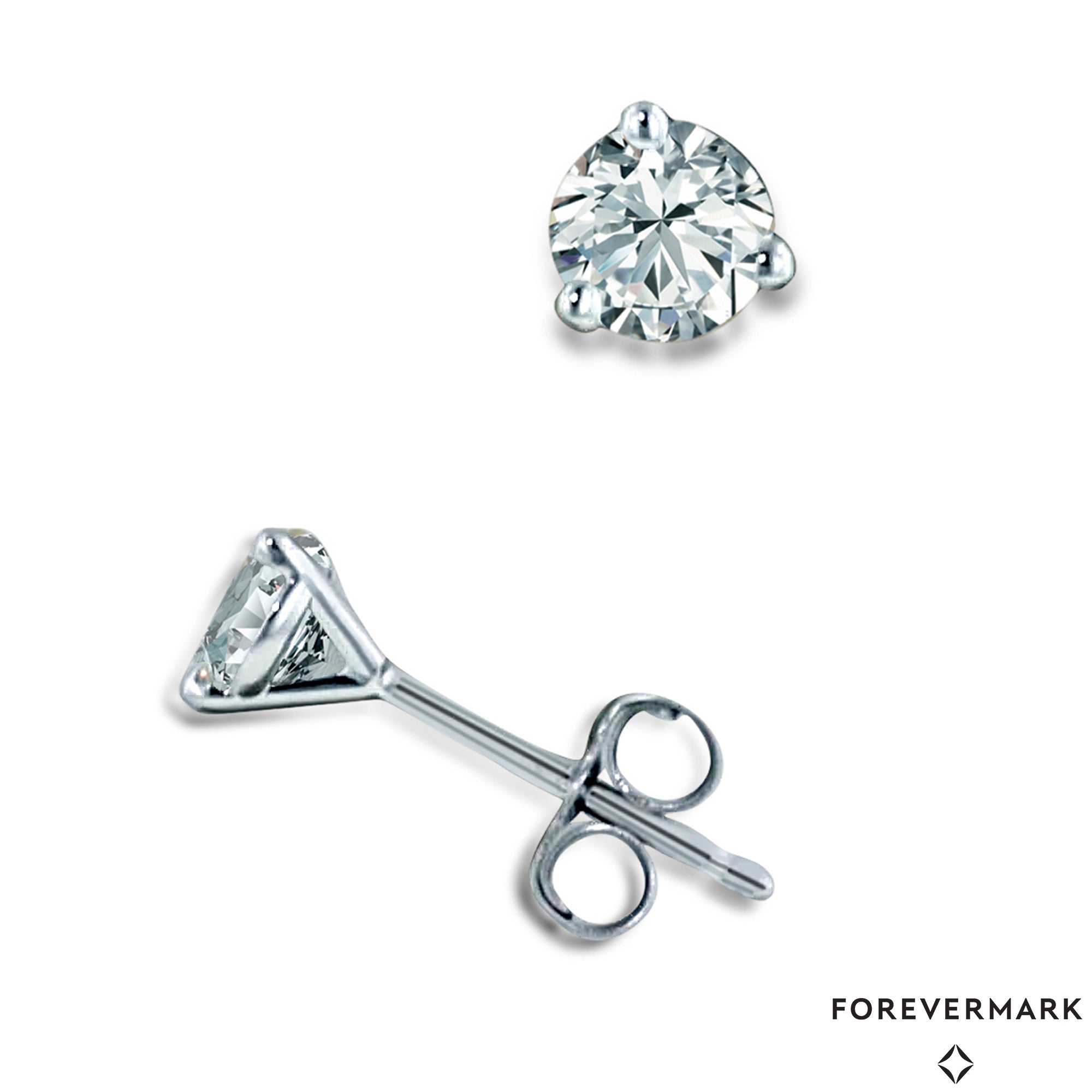 De Beers Forevermark Diamond Martini Style Stud Earrings in 18kt White Gold (7/8ct tw)