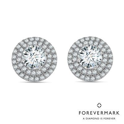 De Beers Forevermark Center of My Universe Diamond Halo Earrings in 18kt White Gold (7/8ct tw)