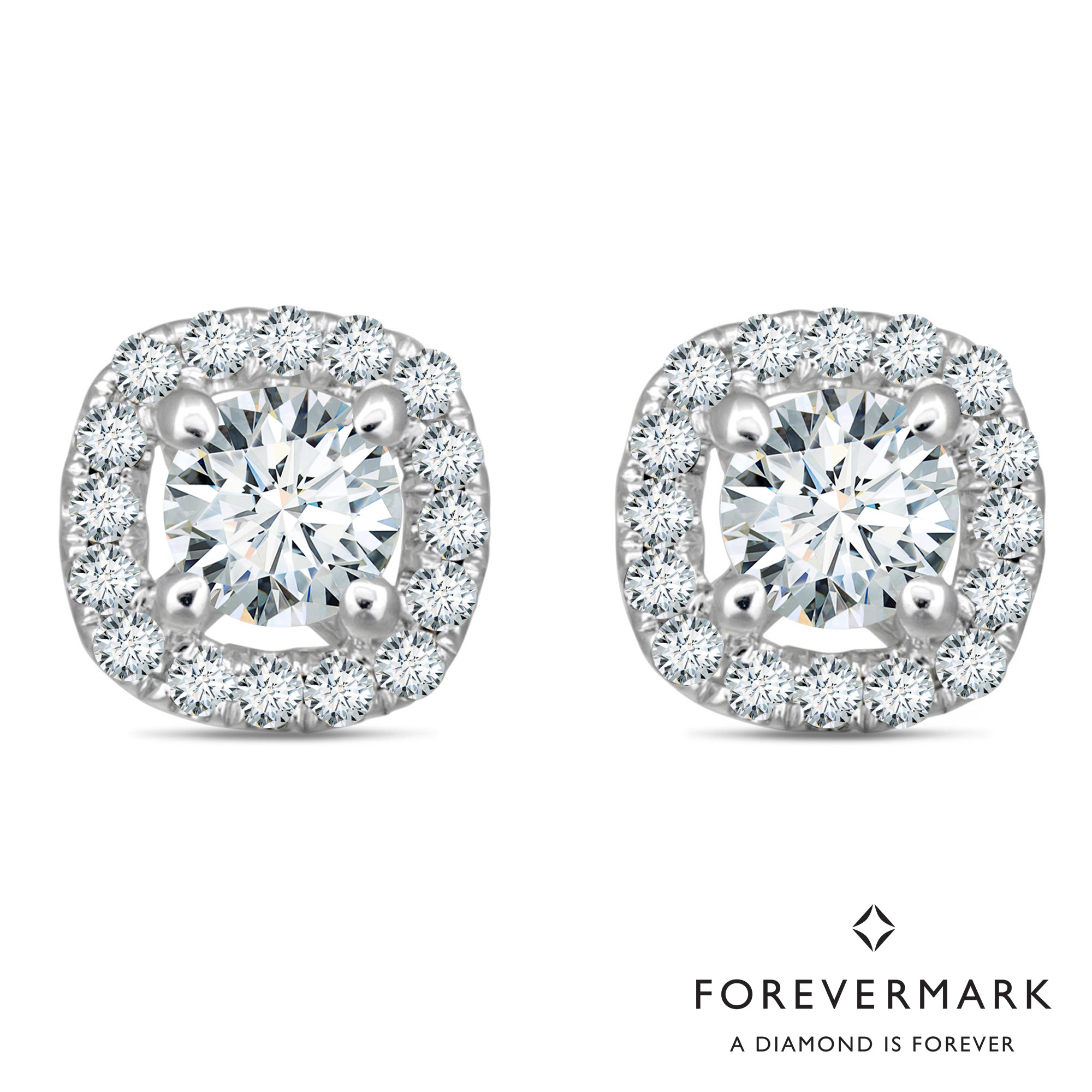 Forevermark Diamond Cushion Halo Earrings in 18kt White Gold (1/3ct tw)
